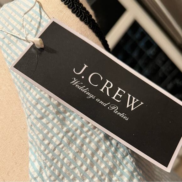 J. Crew Seersucker Blue & White Striped V Neck Dress Size 4 NWT - Picture 8 of 10